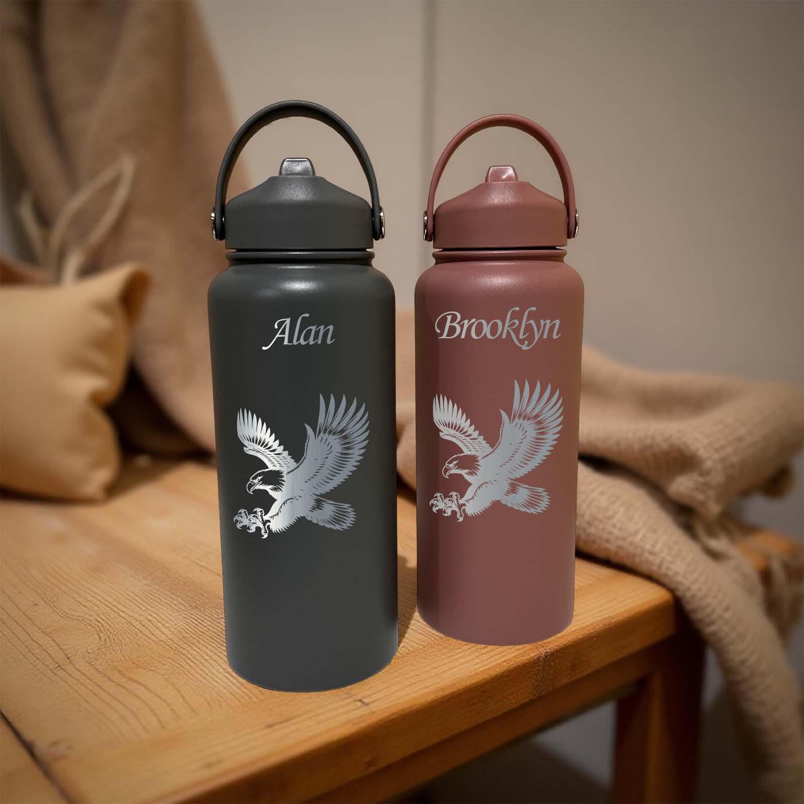 Eagle 32oz Water Bottle – Stainless Steel, Eagle Design #1