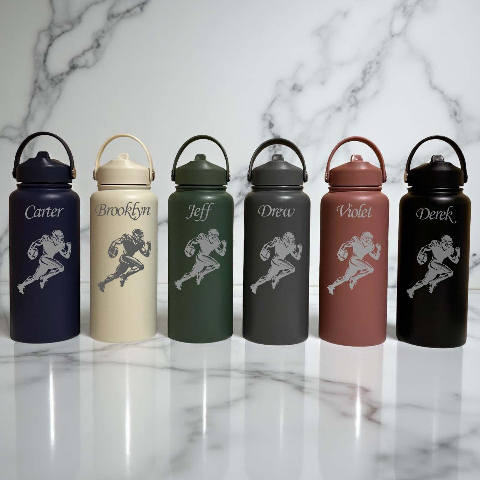 Football 32oz Water Bottle – Stainless Steel