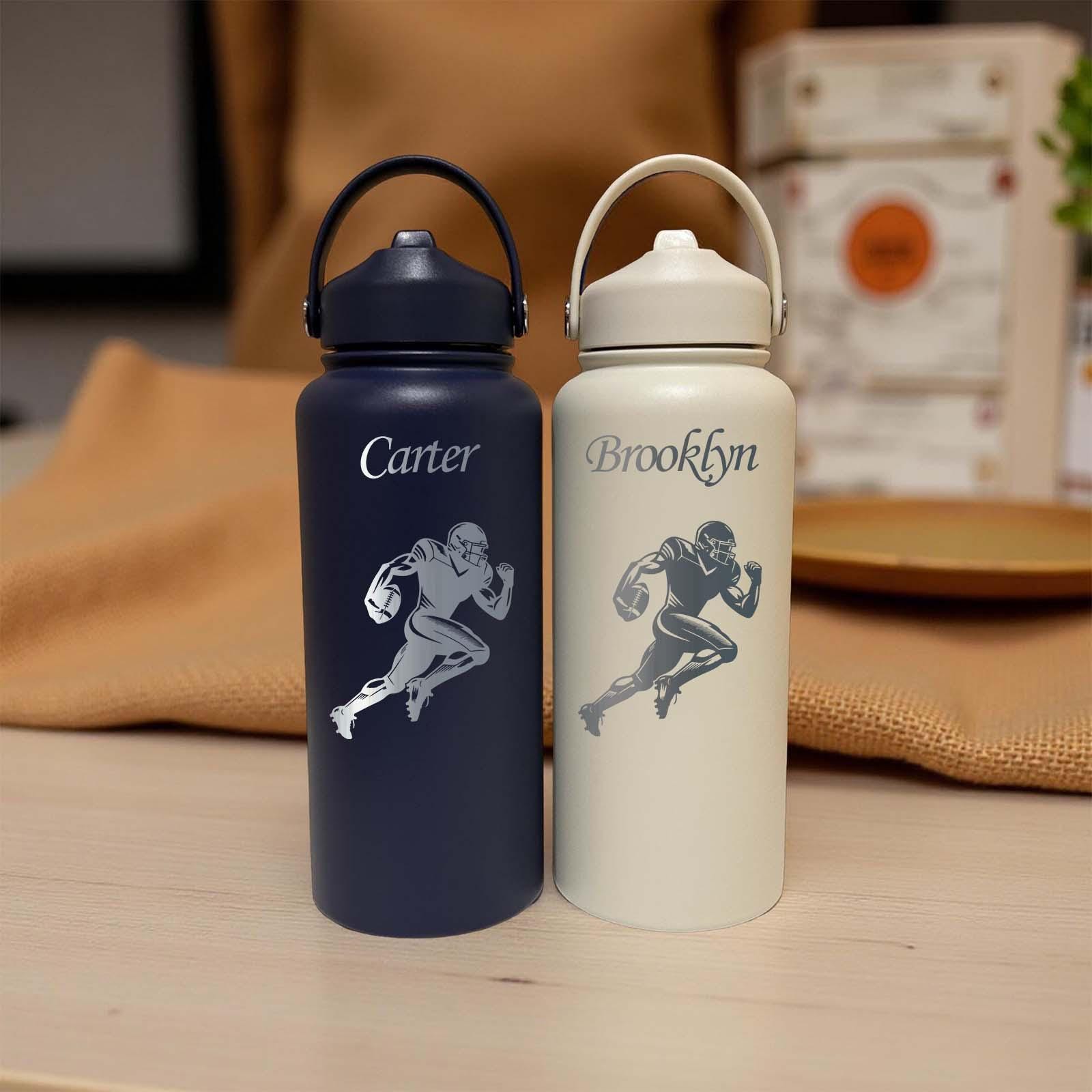 Football 32oz Water Bottle – Stainless Steel