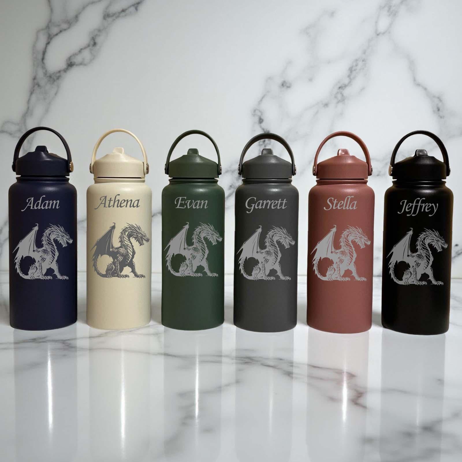 Dragon 32oz Water Bottle – Stainless Steel, Dragon Design #1