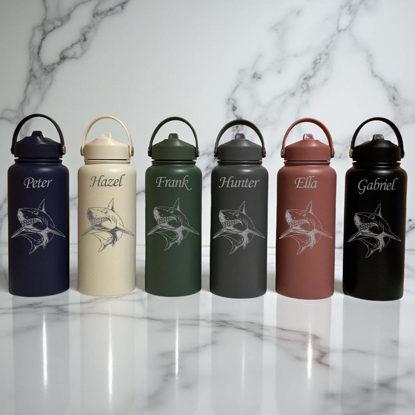 Shark 32oz Water Bottle – Stainless Steel, Shark Design #1