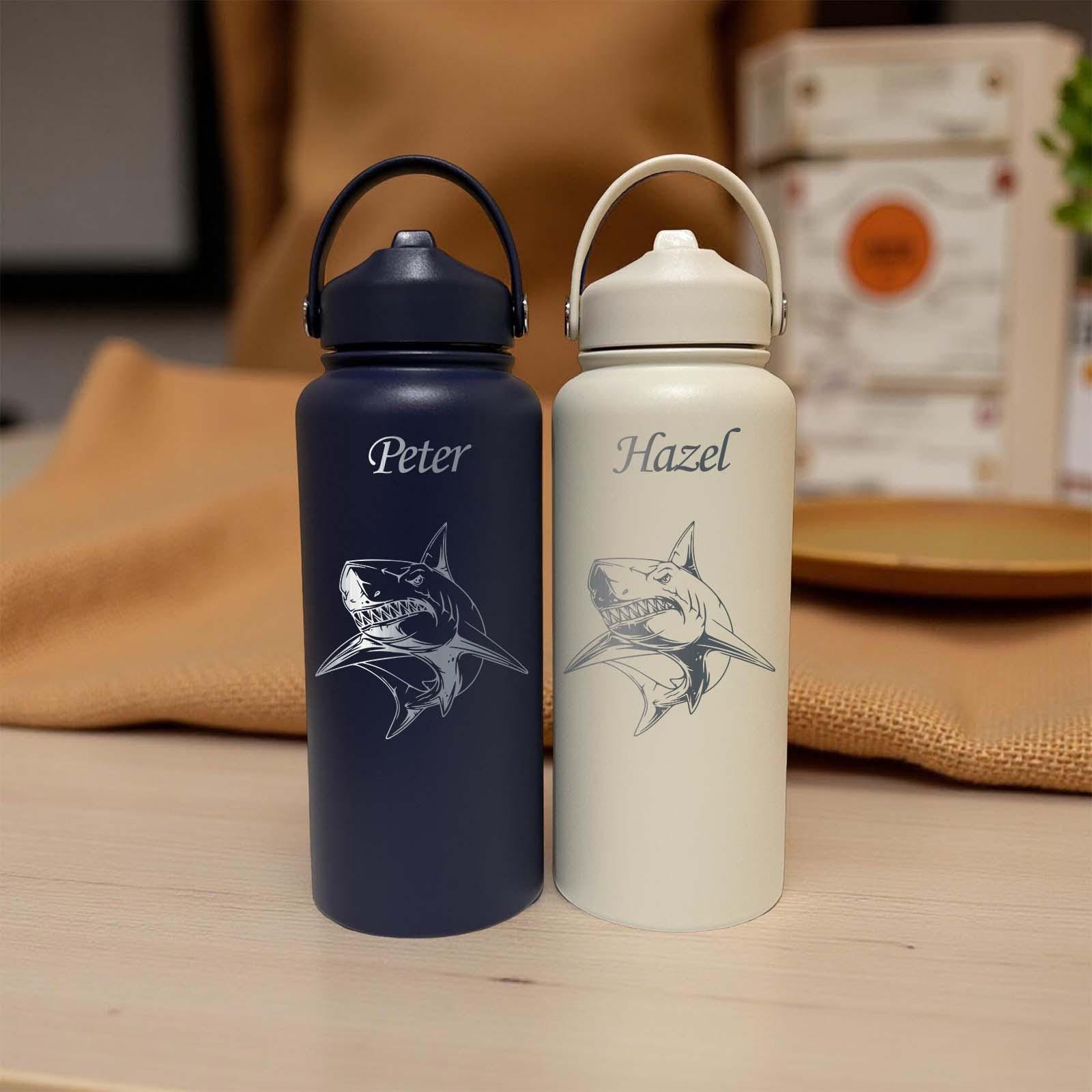 Shark 32oz Water Bottle – Stainless Steel, Shark Design #1