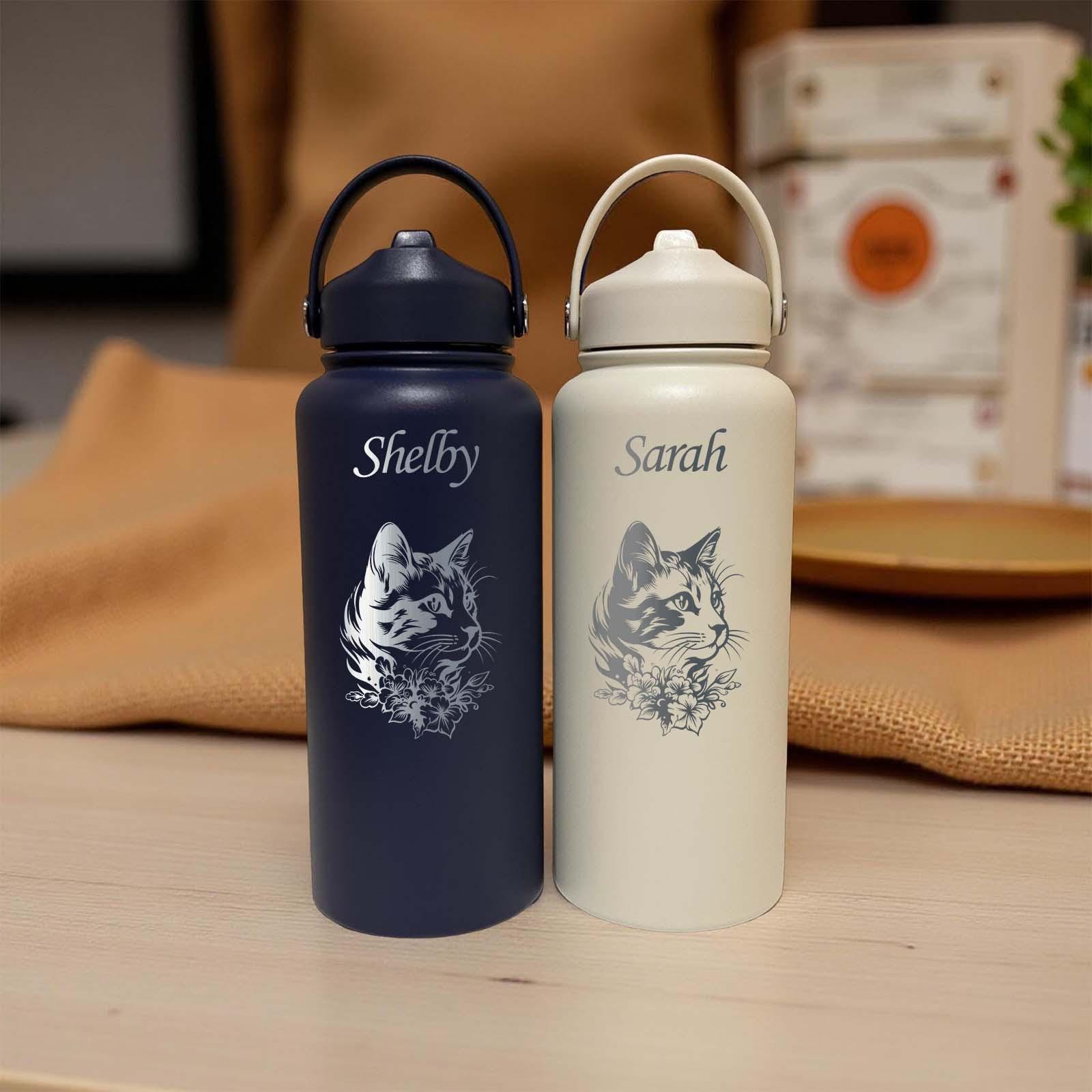 Cute Cat 32oz Water Bottle – Stainless Steel