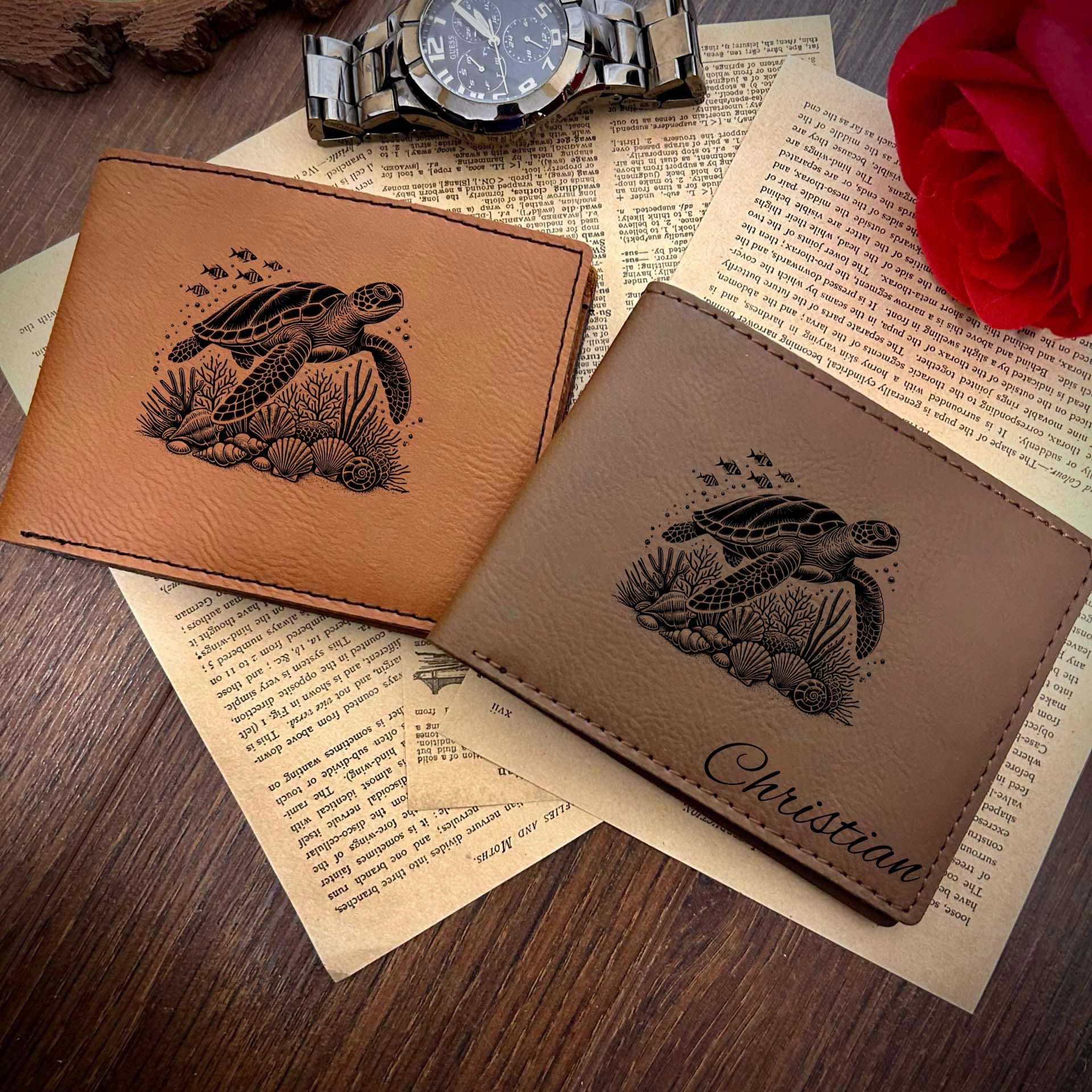 Turtle Leather Wallet – Design #106