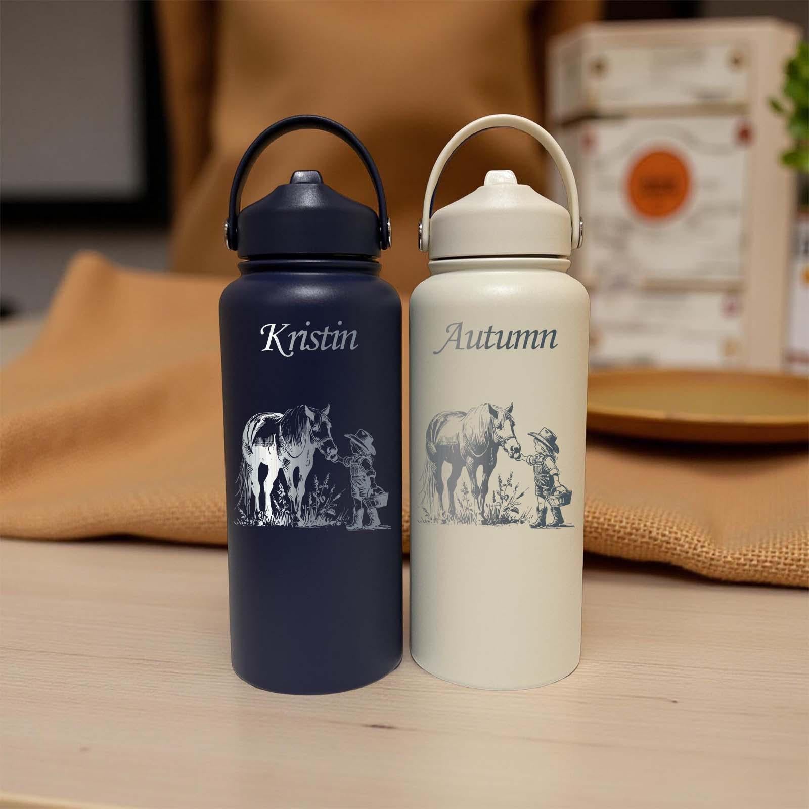 Horse Love 32oz Water Bottle – Stainless Steel, Horse Design #4