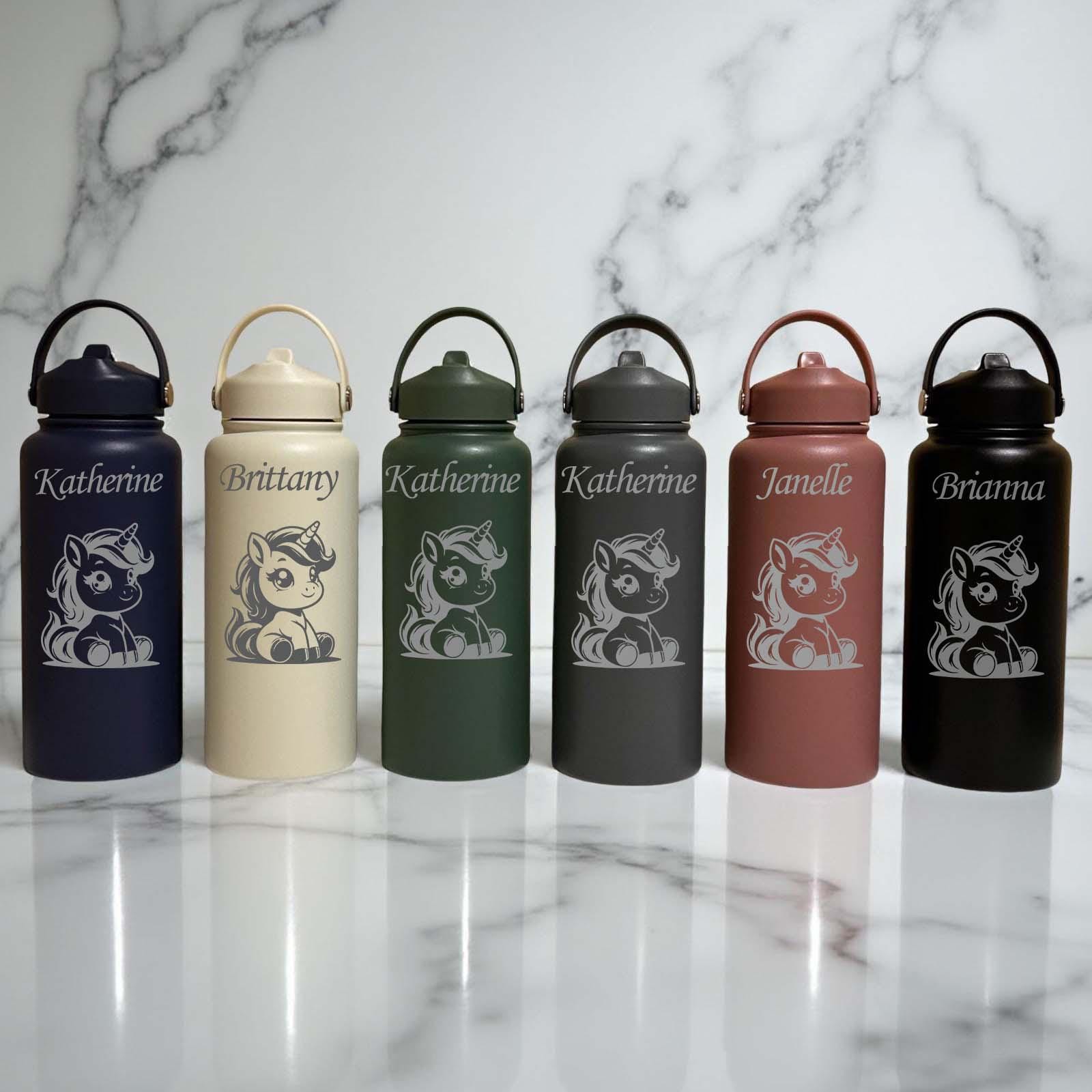 Cute Unicorn 32oz Water Bottle – Stainless Steel, Unicorn Design #1