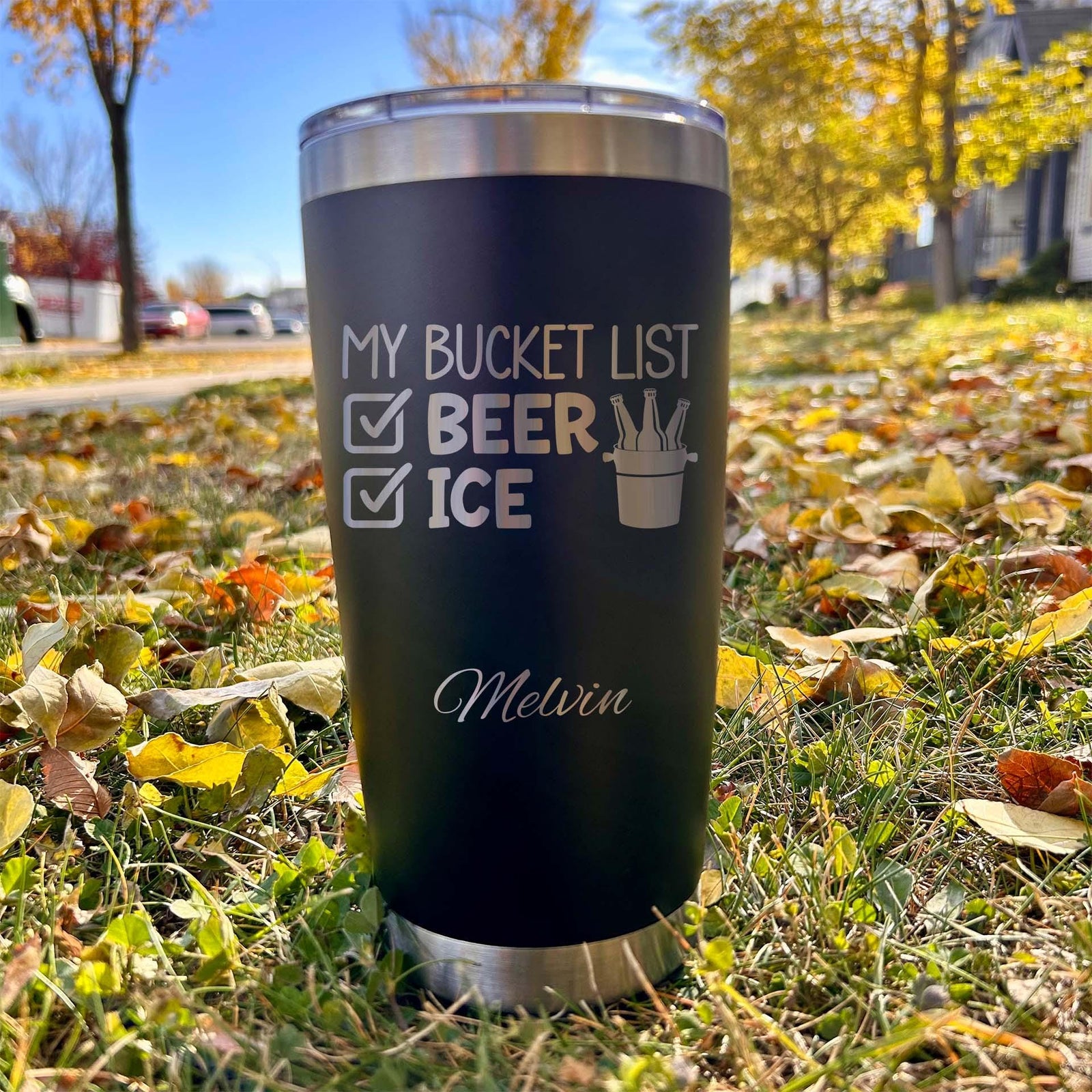 Bucket List 20oz Engraved Tumbler – Stainless Steel, Saying #42