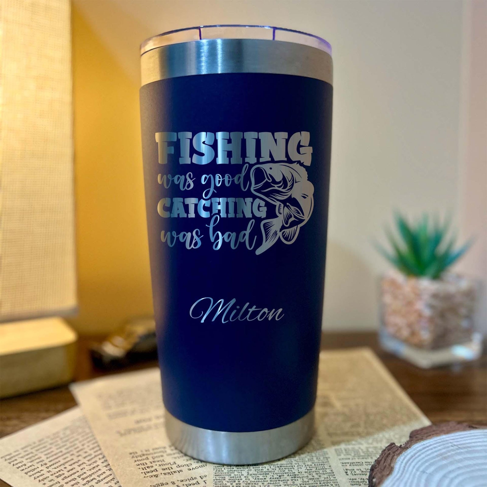 Fun Fishing 20oz Engraved Tumbler – Stainless Steel, Saying #38