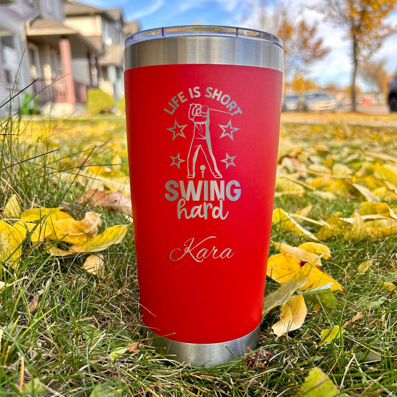 Golf Lover 20oz Engraved Tumbler – Stainless Steel, Saying #33