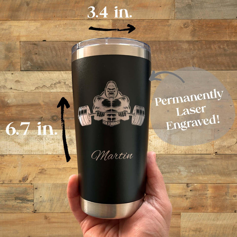 Bodybuilder 20oz Engraved Tumbler – Stainless Steel