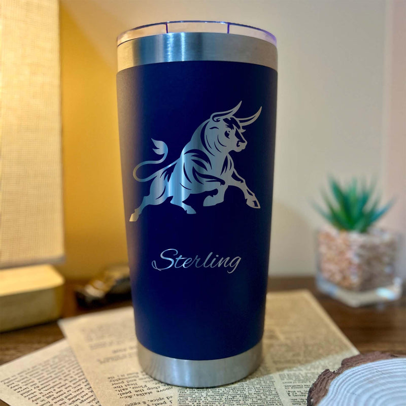 Bull 20oz Engraved Tumbler – Stainless Steel