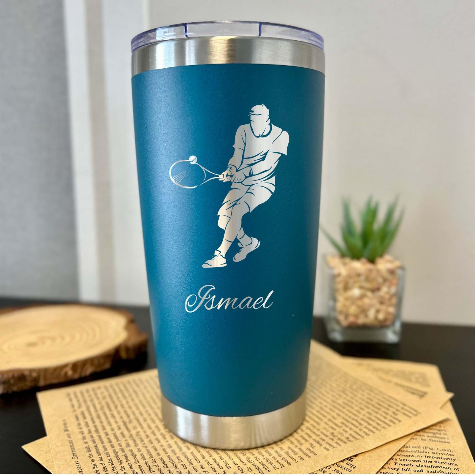 Tennis 20oz Engraved Tumbler – Stainless Steel, Tennis Design #2