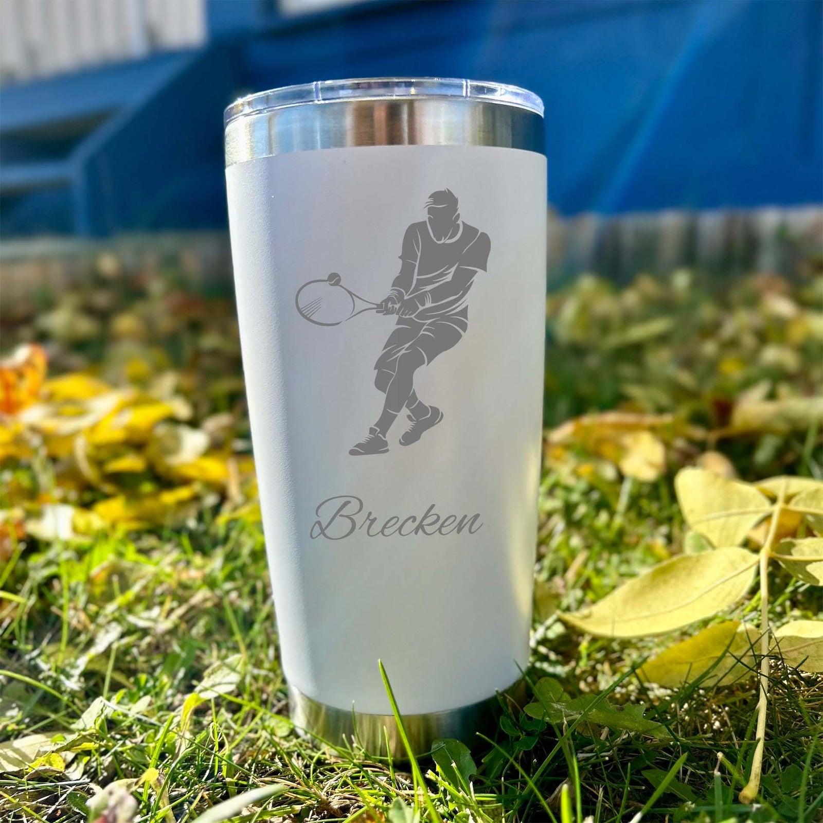 Tennis 20oz Engraved Tumbler – Stainless Steel, Tennis Design #2