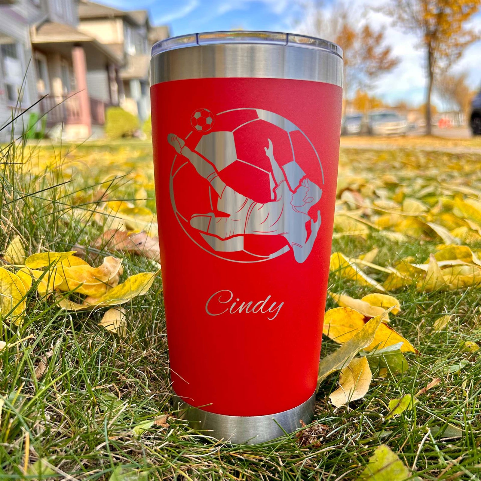 Soccer Lover 20oz Engraved Tumbler – Stainless Steel, Soccer Design #2