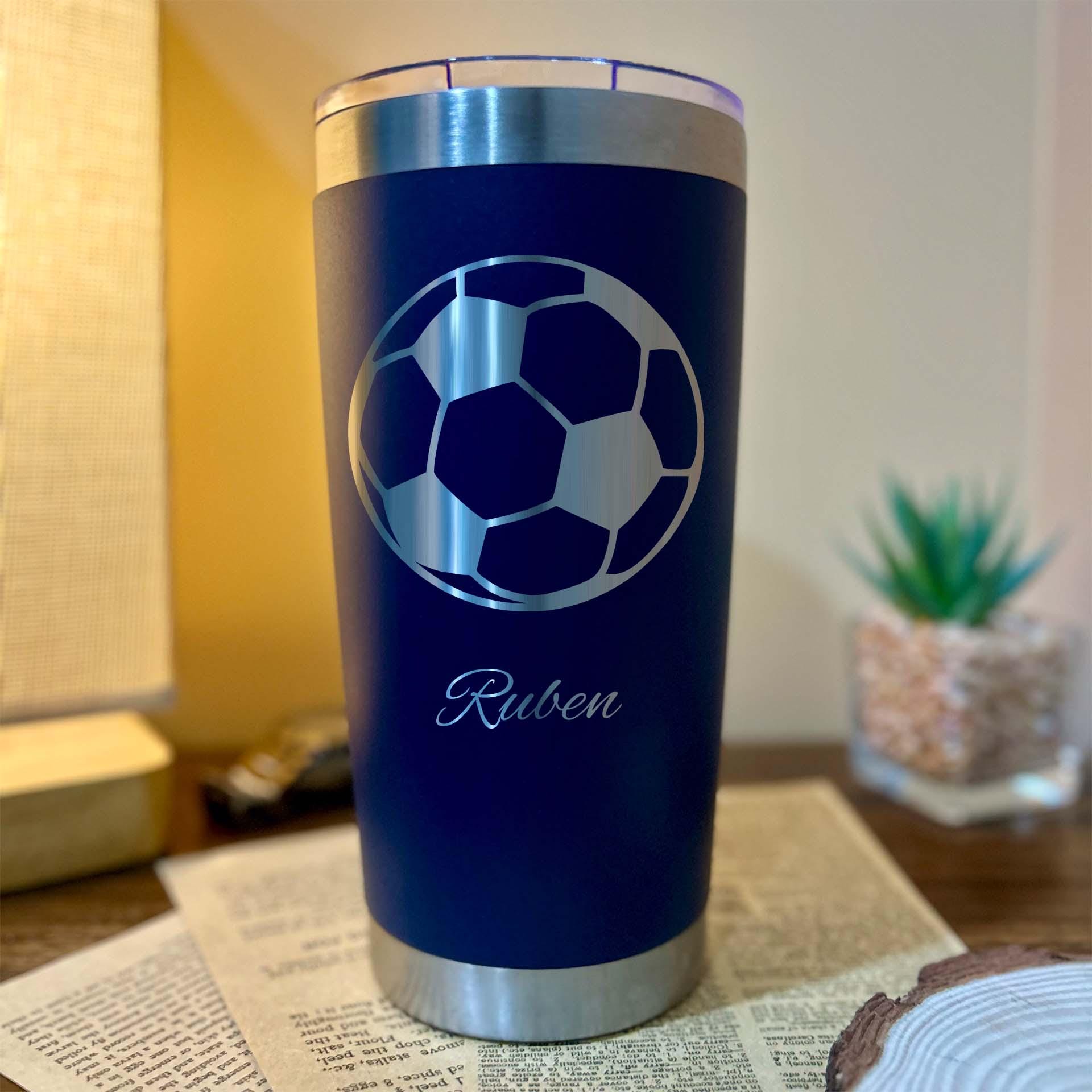 Soccer Ball 20oz Engraved Tumbler – Stainless Steel