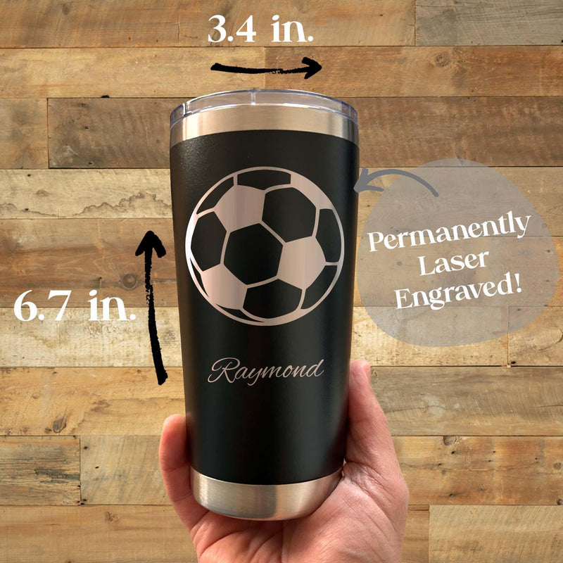 Soccer Ball 20oz Engraved Tumbler – Stainless Steel