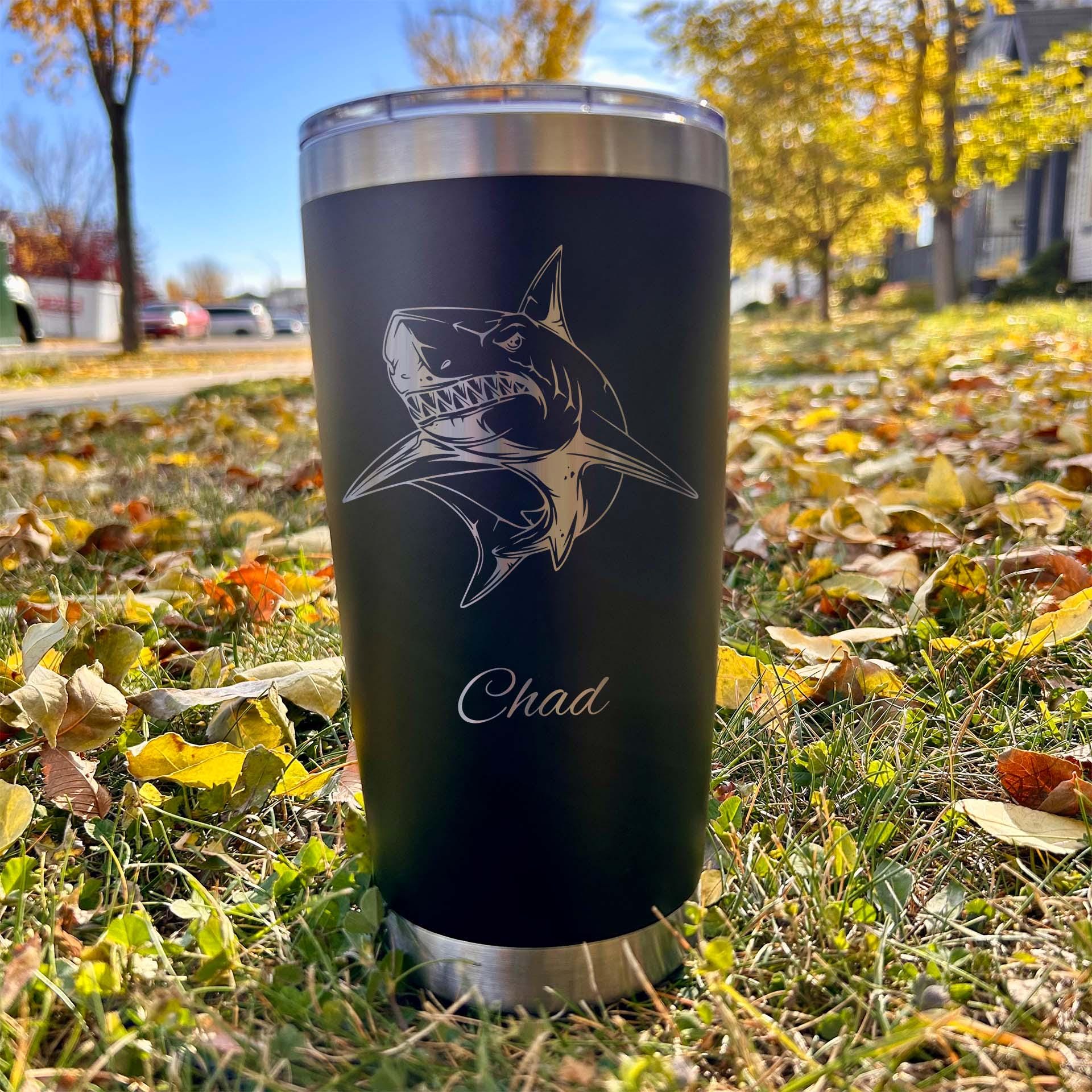 Shark 20oz Engraved Tumbler – Stainless Steel, Shark Design #1