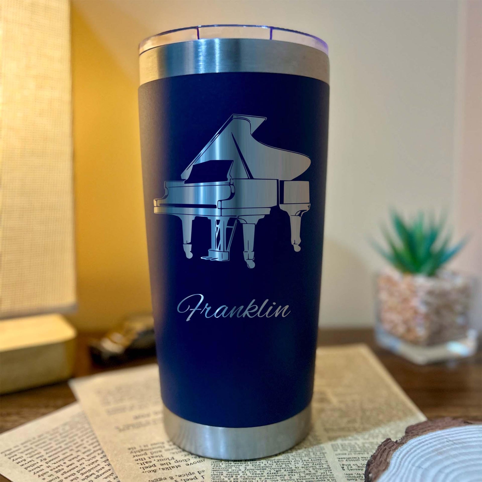 Piano 20oz Engraved Tumbler – Stainless Steel, Piano Design #1