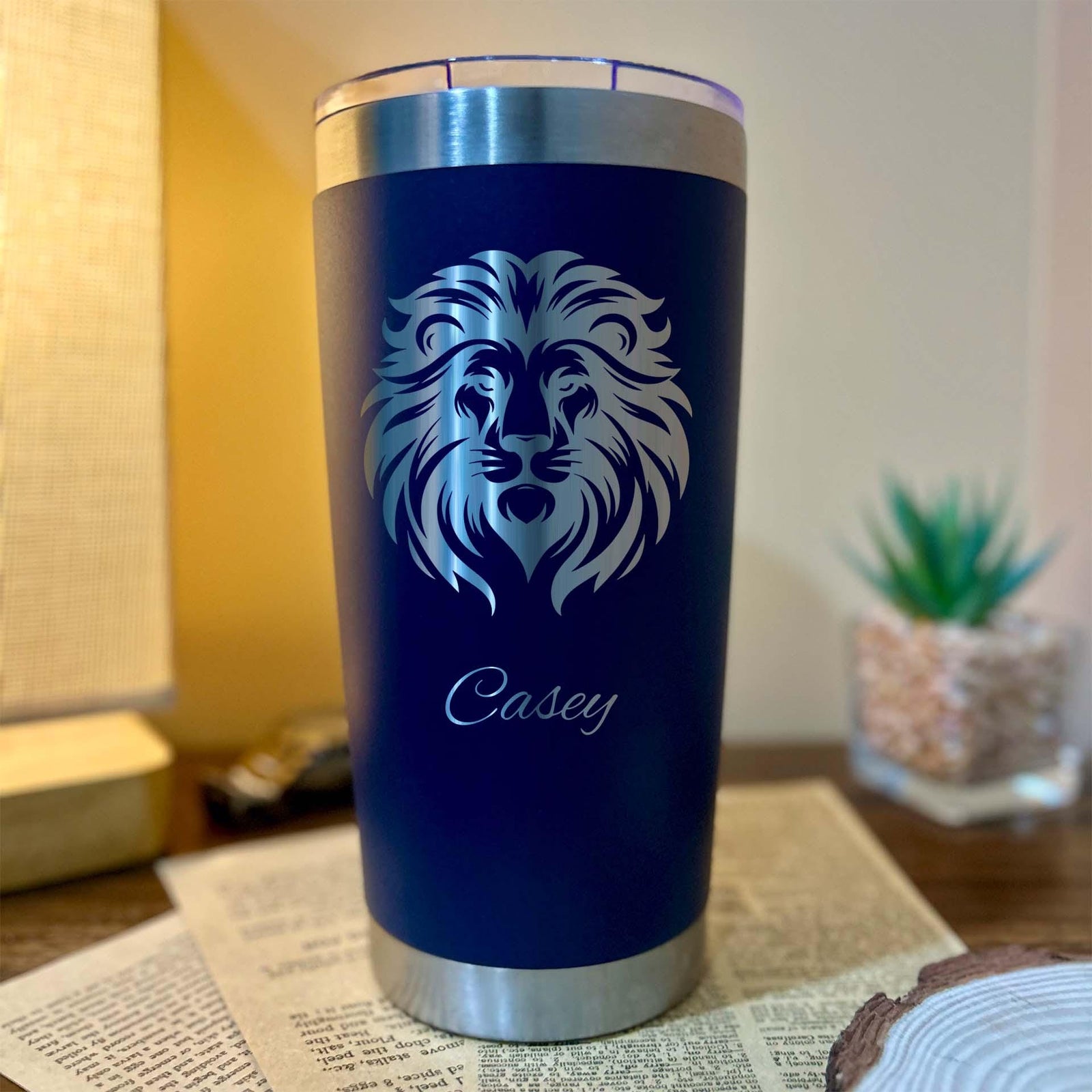 Lion 20oz Engraved Tumbler – Stainless Steel, Lion Design #1