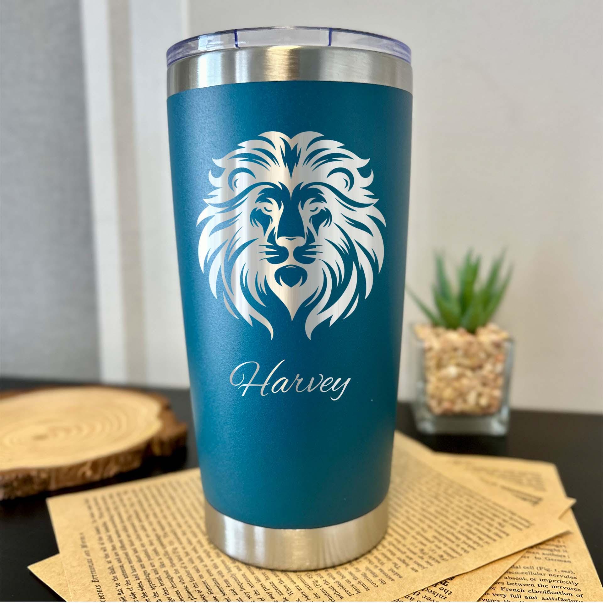 Lion 20oz Engraved Tumbler – Stainless Steel, Lion Design #1