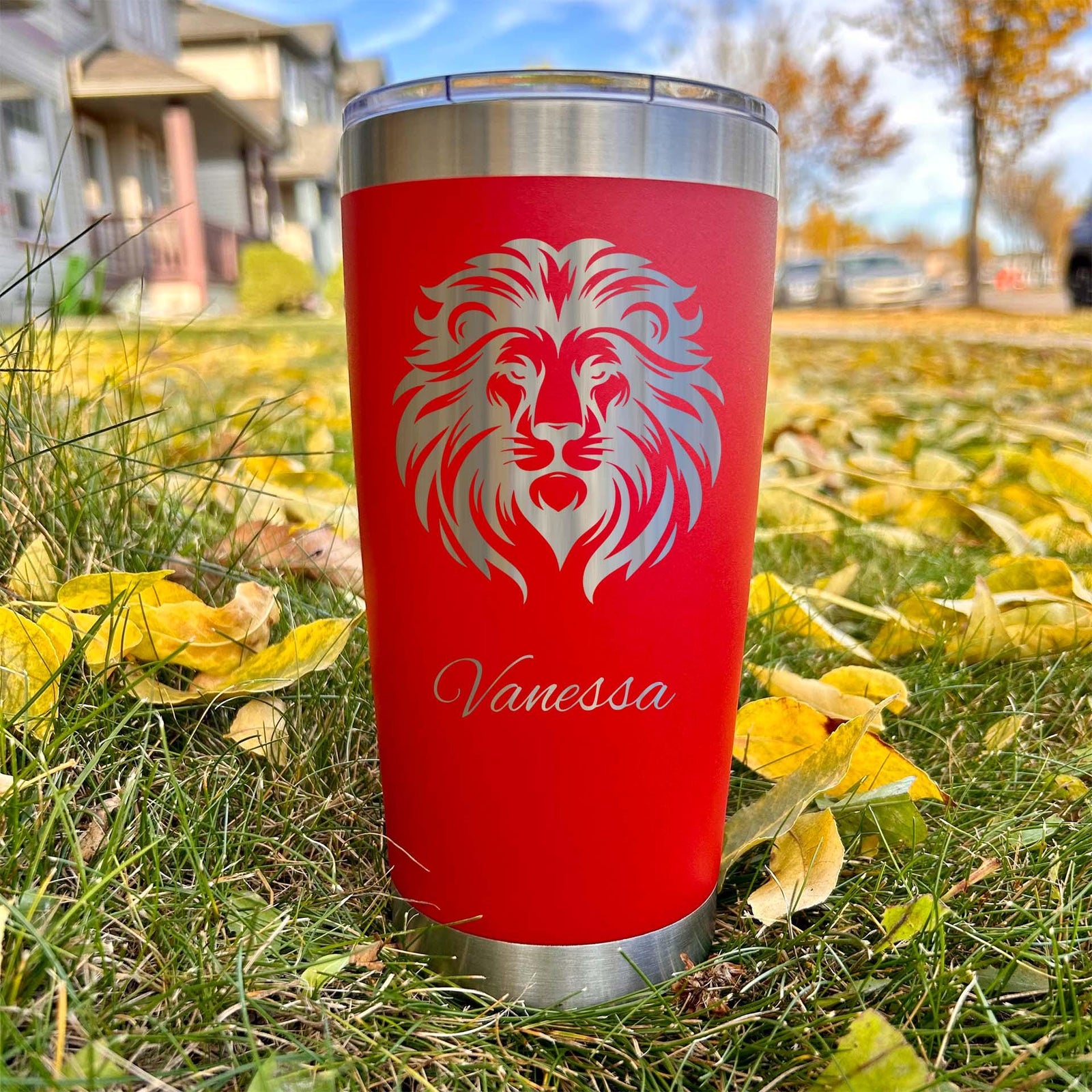 Lion 20oz Engraved Tumbler – Stainless Steel, Lion Design #1