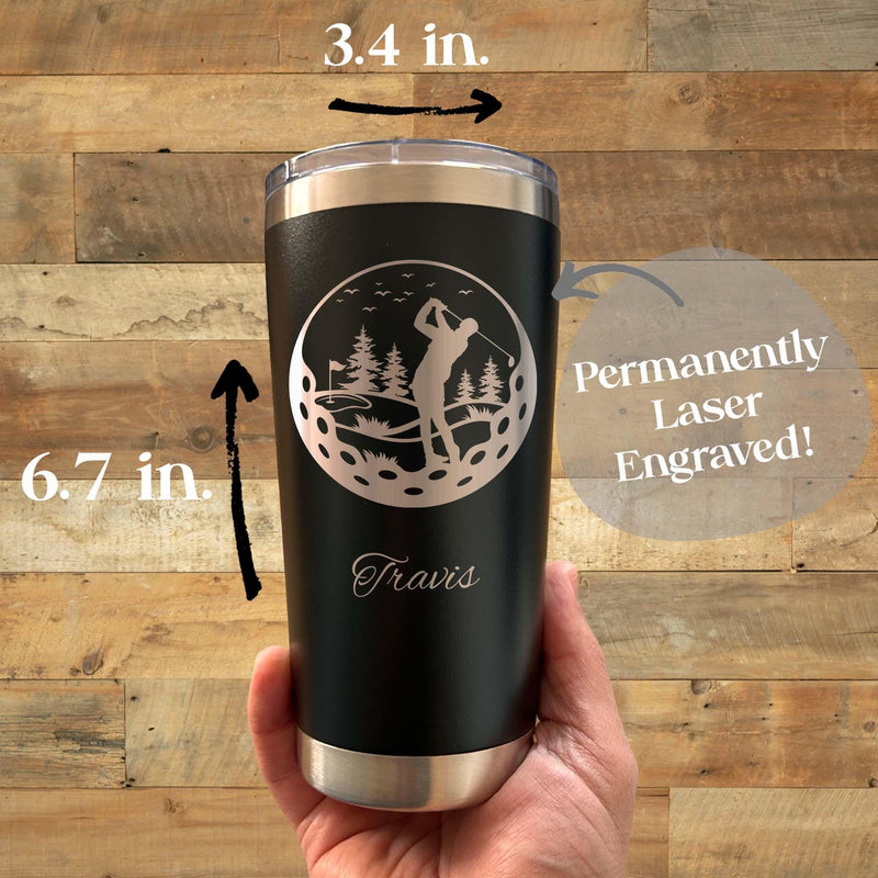 Golfing 20oz Engraved Tumbler – Stainless Steel