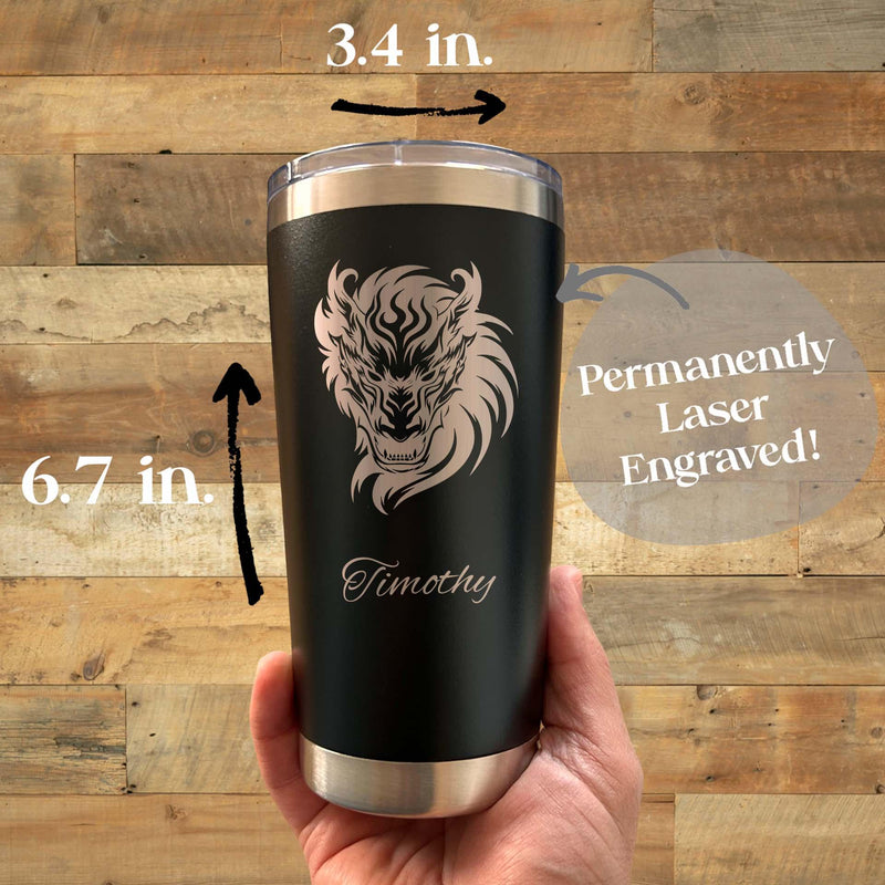 Dragon 20oz Engraved Tumbler – Stainless Steel, Dragon Design #2