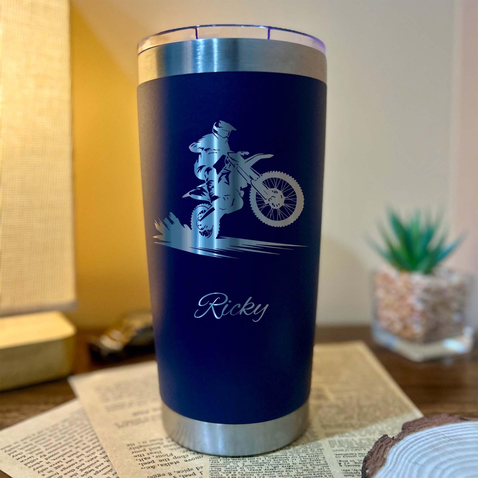 Dirt Biking 20oz Engraved Tumbler – Stainless Steel