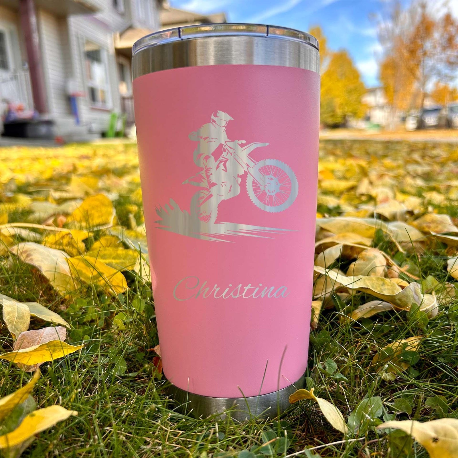 Dirt Biking 20oz Engraved Tumbler – Stainless Steel