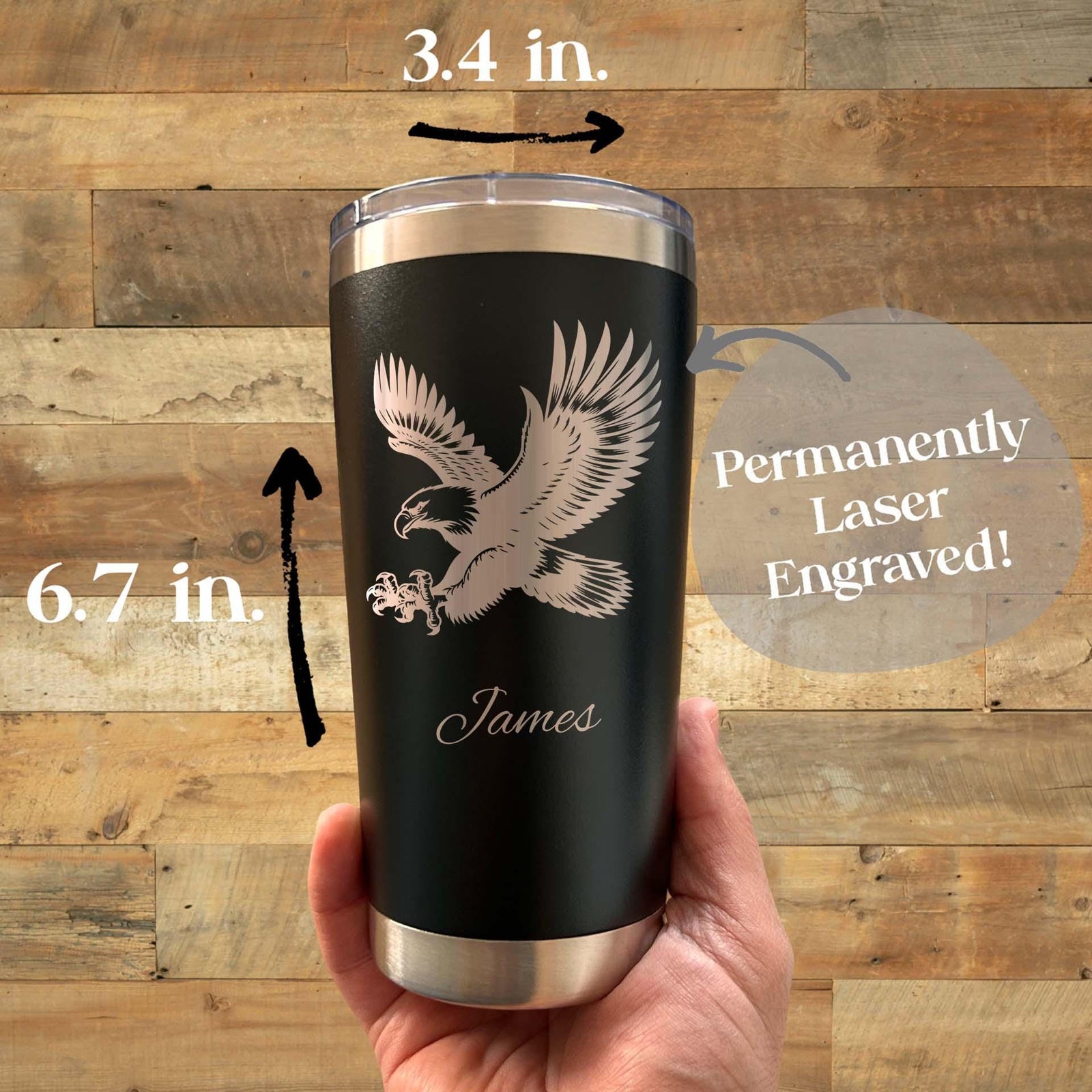 Eagle 20oz Engraved Tumbler – Stainless Steel, Eagle Design #1