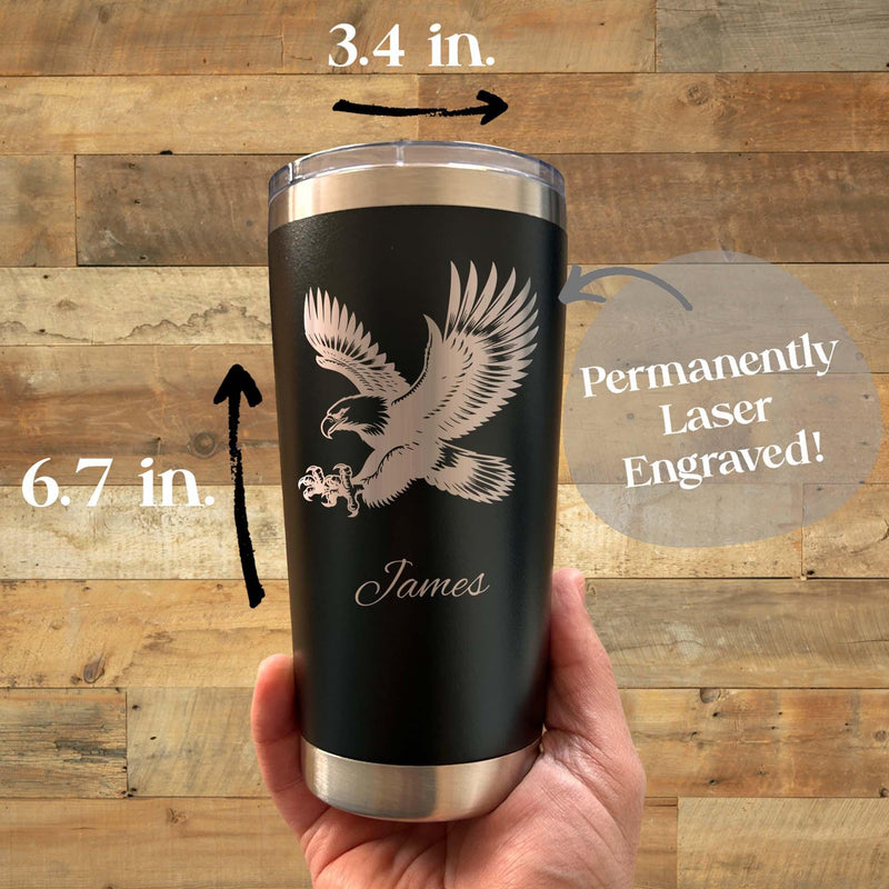 Eagle 20oz Engraved Tumbler – Stainless Steel, Eagle Design #1