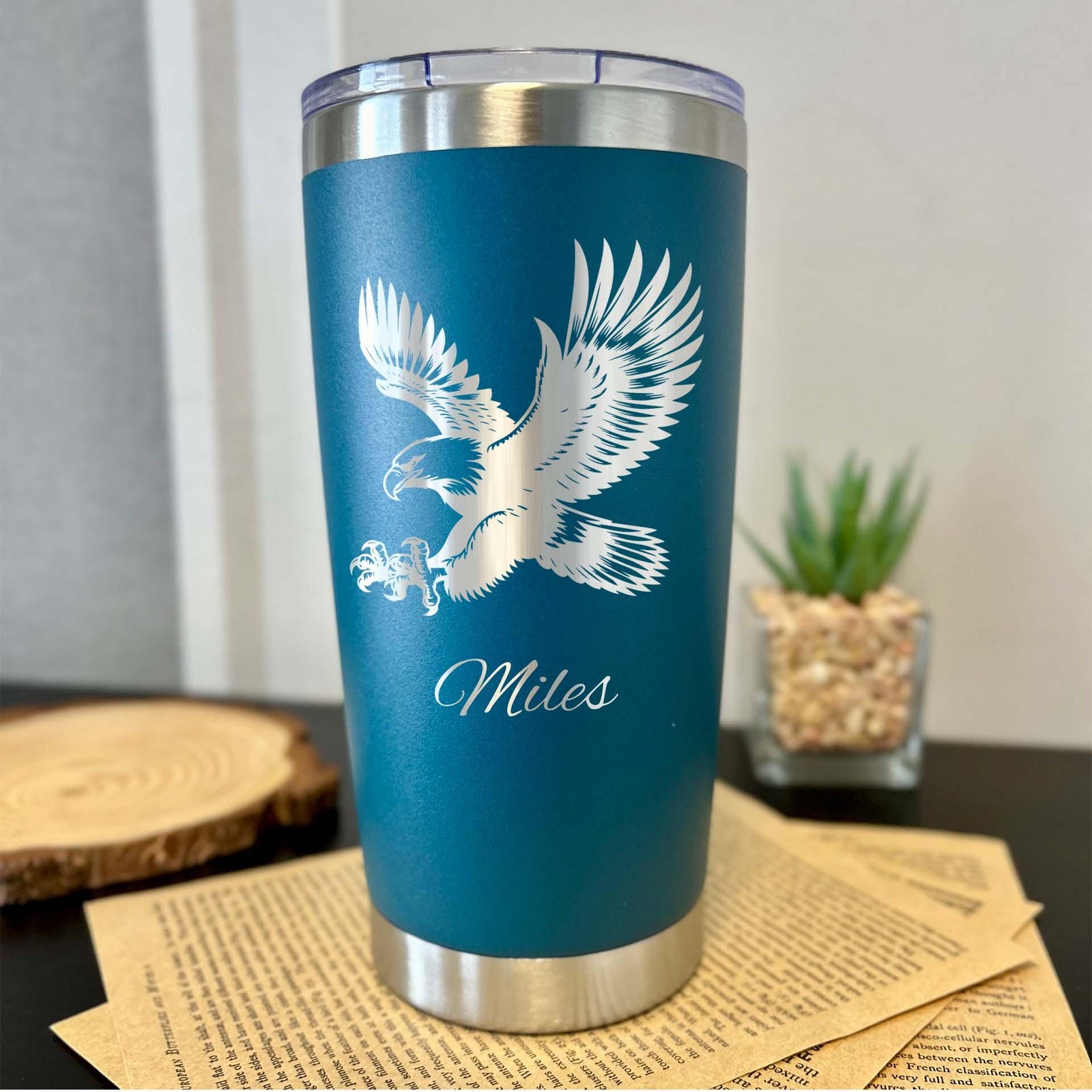 Eagle 20oz Engraved Tumbler – Stainless Steel, Eagle Design #1