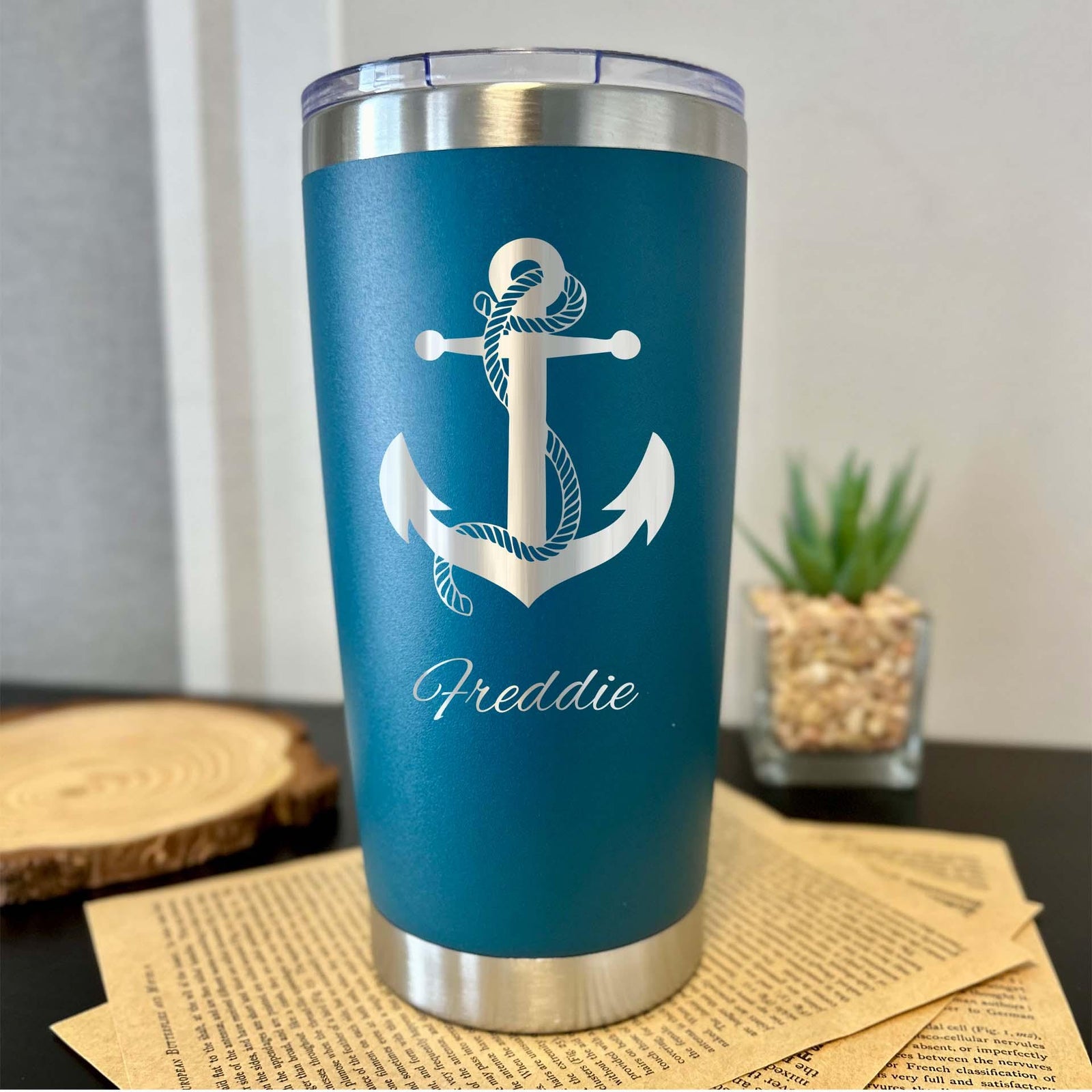Anchor 20oz Engraved Tumbler – Stainless Steel