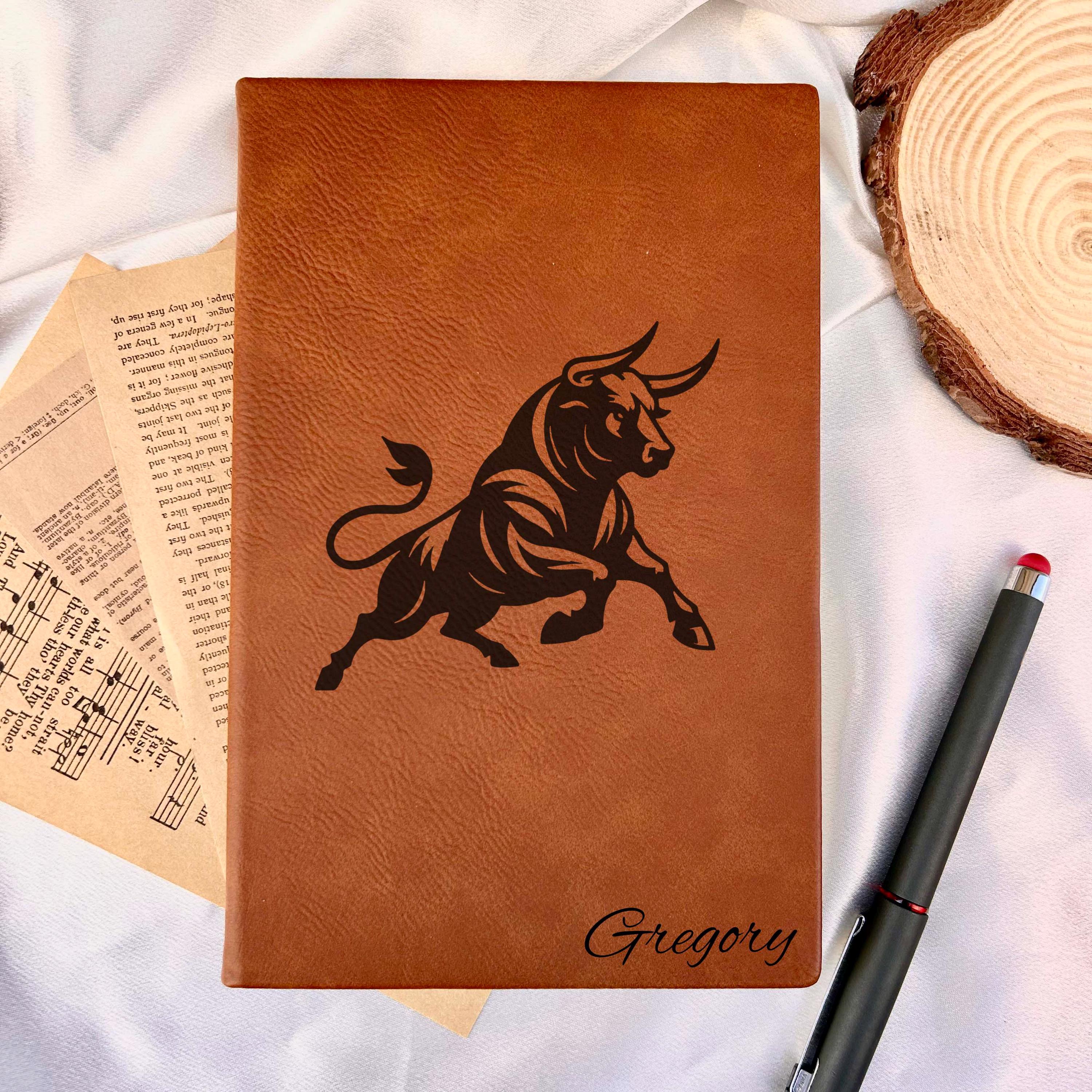 Bull Custom Journal – Hardcover Soft Leather, Design #100