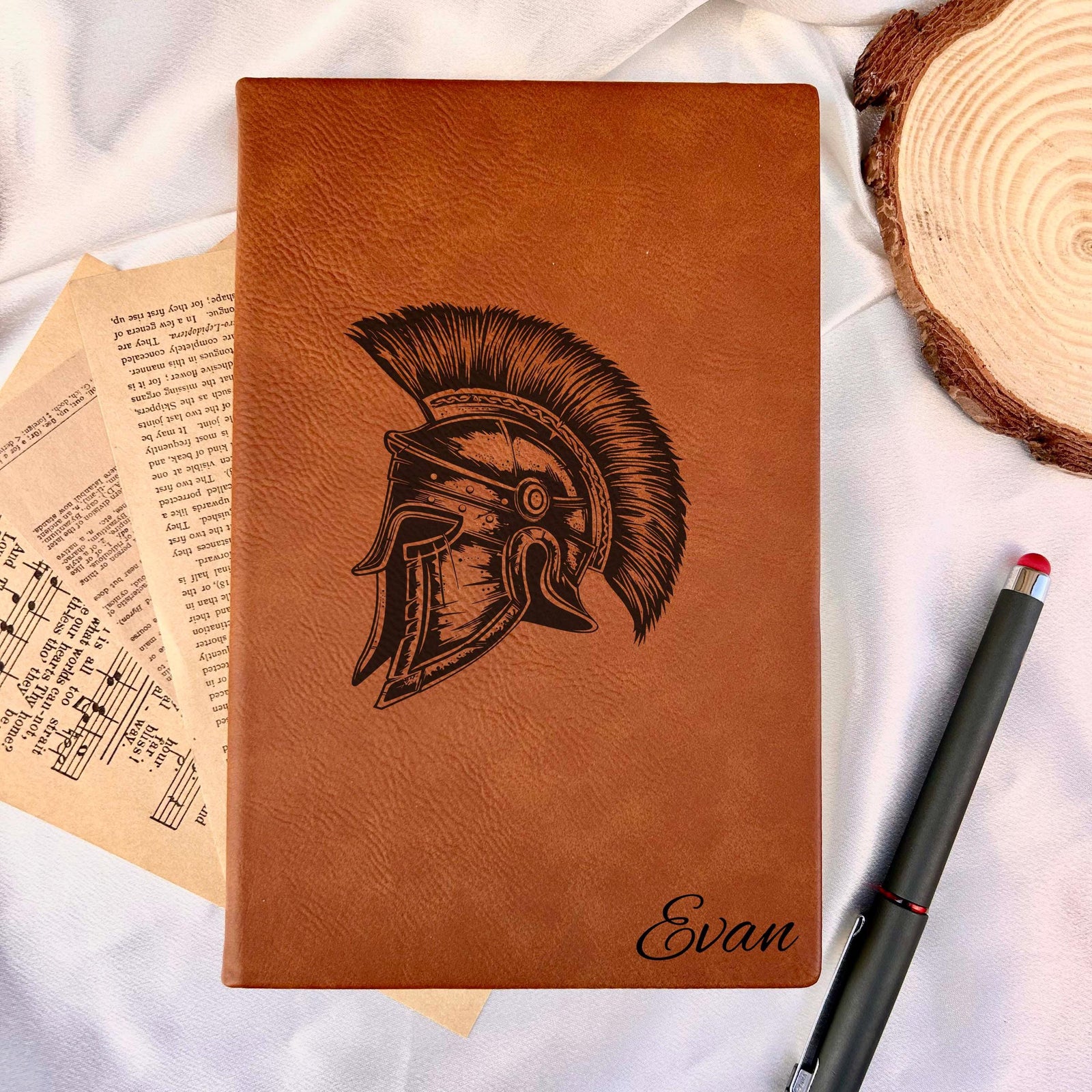 Spartan Helmet Journal – Hardcover Soft Leather, Design #107