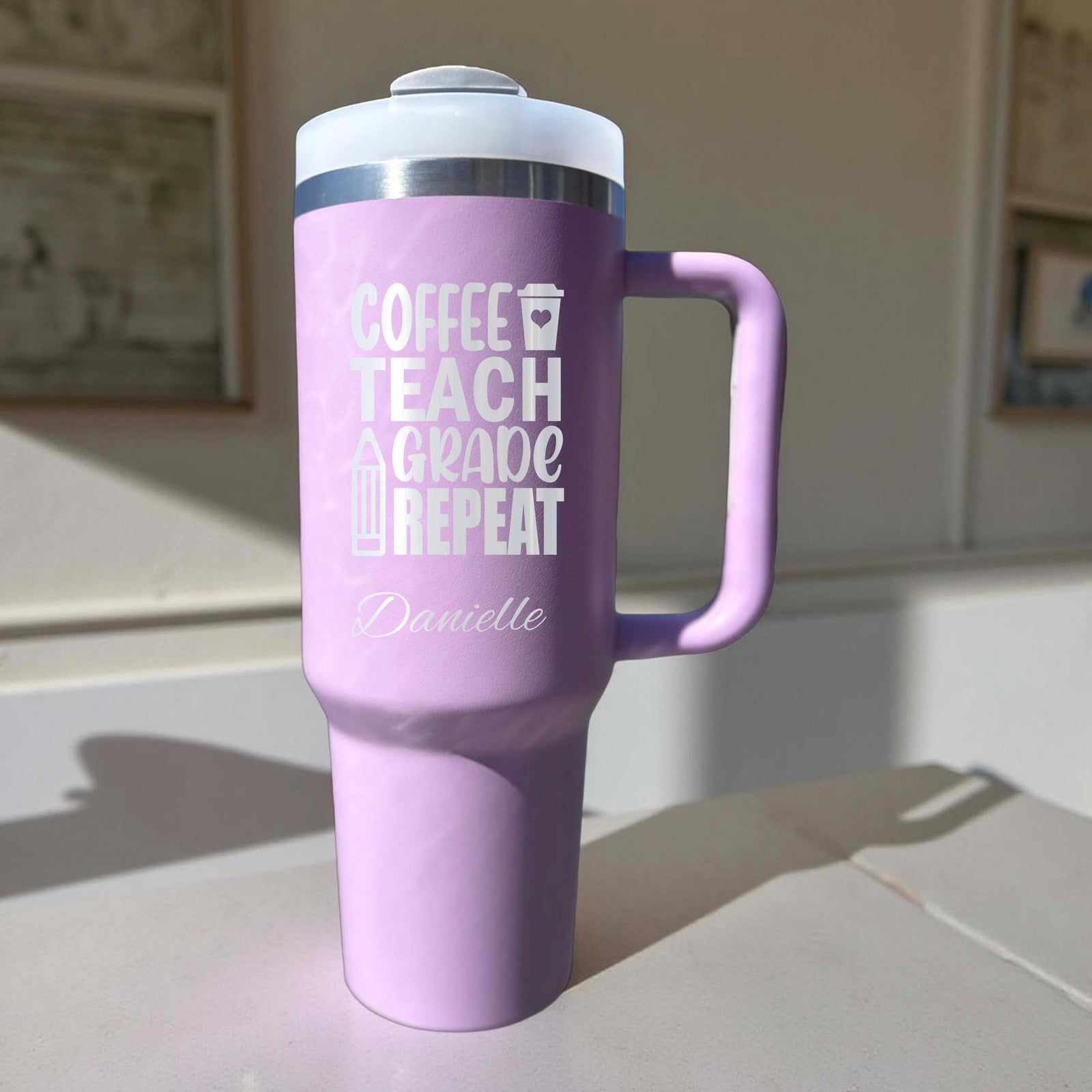 Teacher 40oz Engraved Tumbler – Stainless Steel, Saying #1