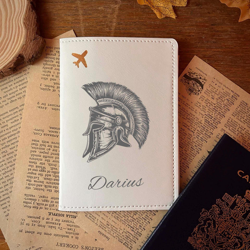 Warrior Helmet Passport Cover – Soft Vegan Leather – Soft Vegan Leather Design #107