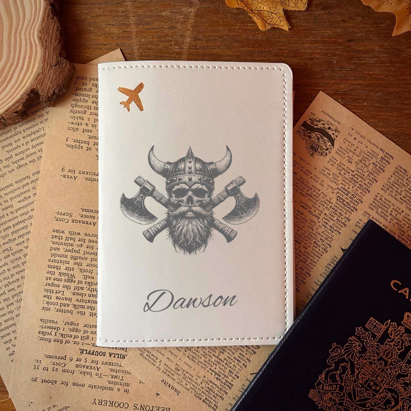 Viking Passport Cover – Soft Vegan Leather – Soft Vegan Leather Design #110