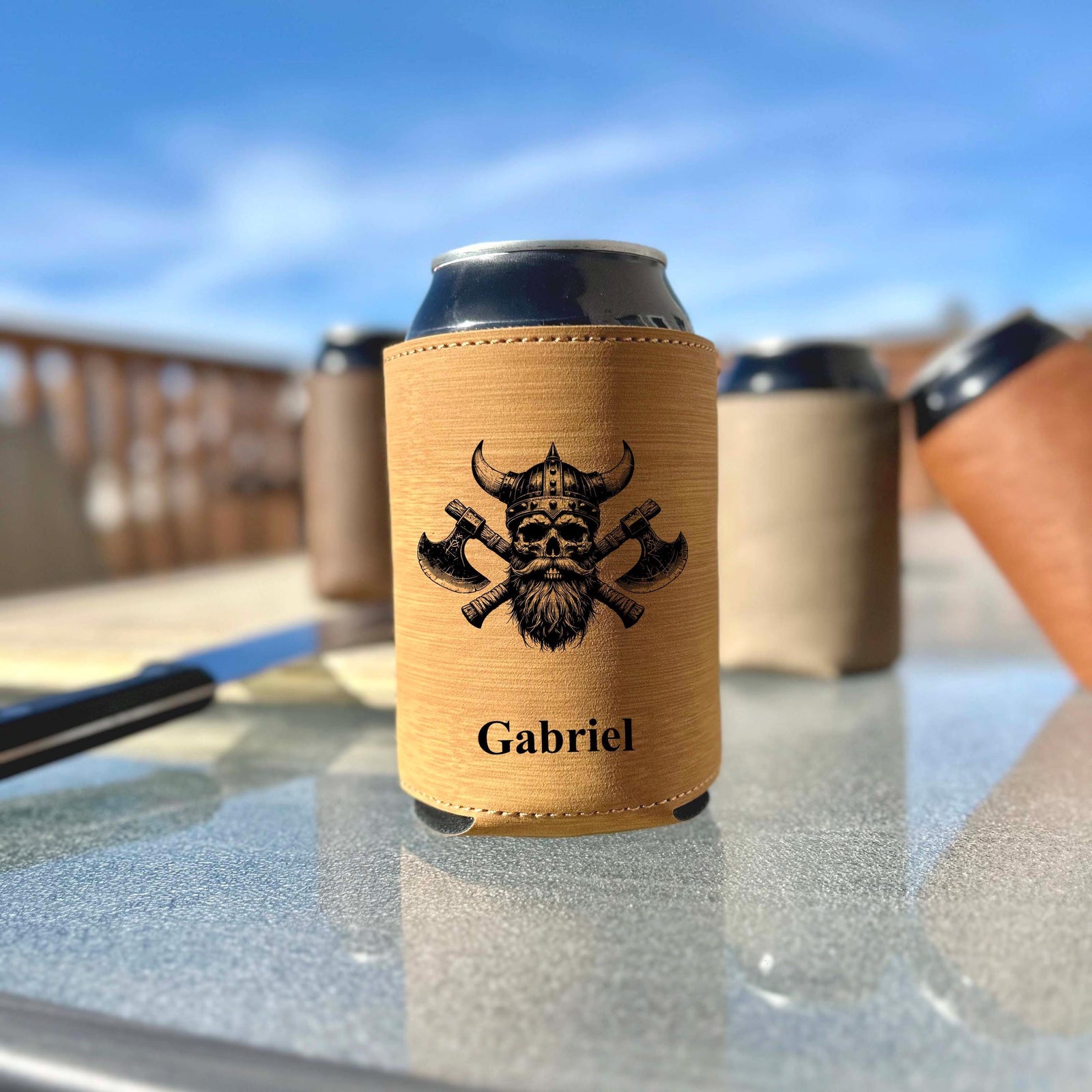 Viking Skull Can Cover – Soft Leather