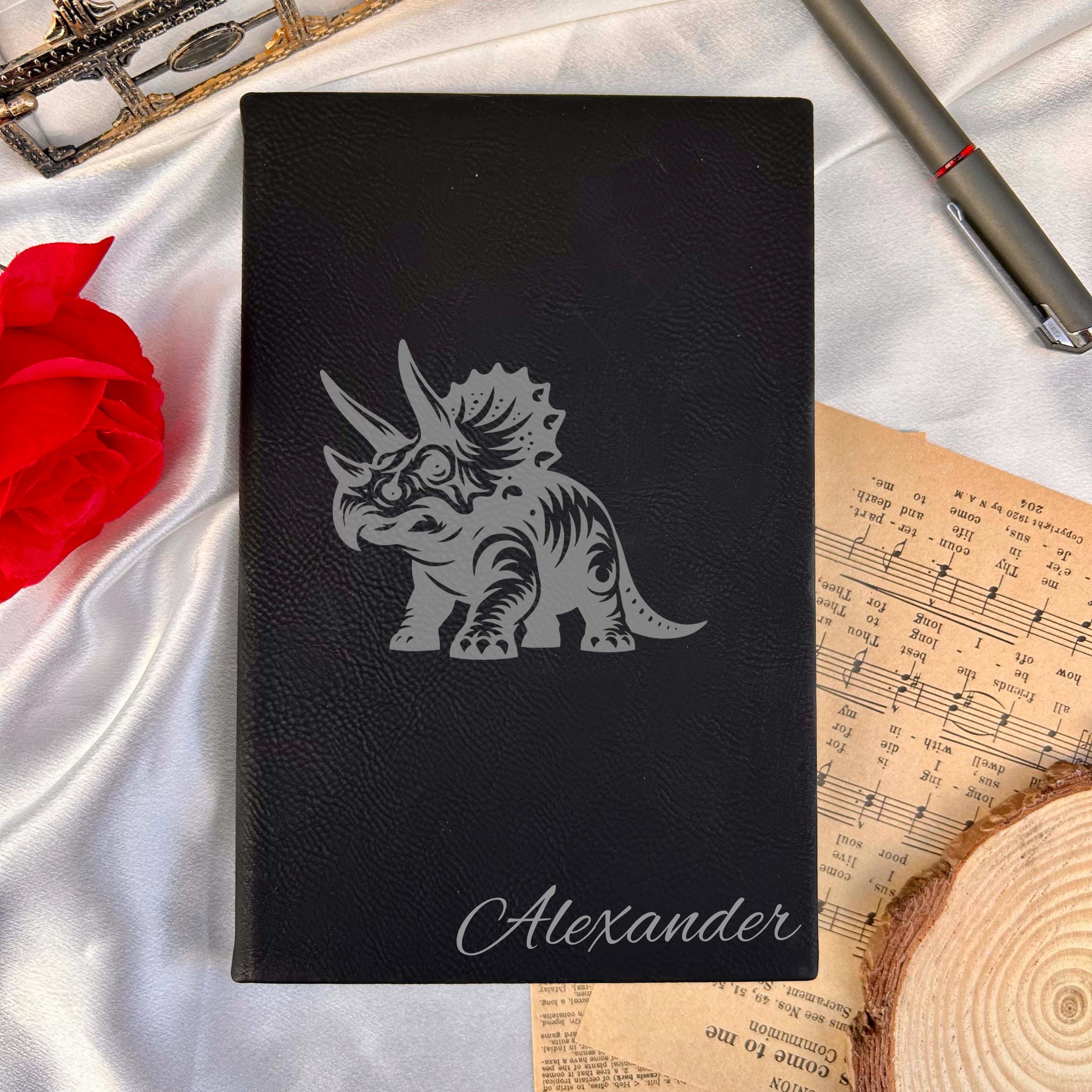 Triceratops Custom Journal – Hardcover Soft Leather, Design #109