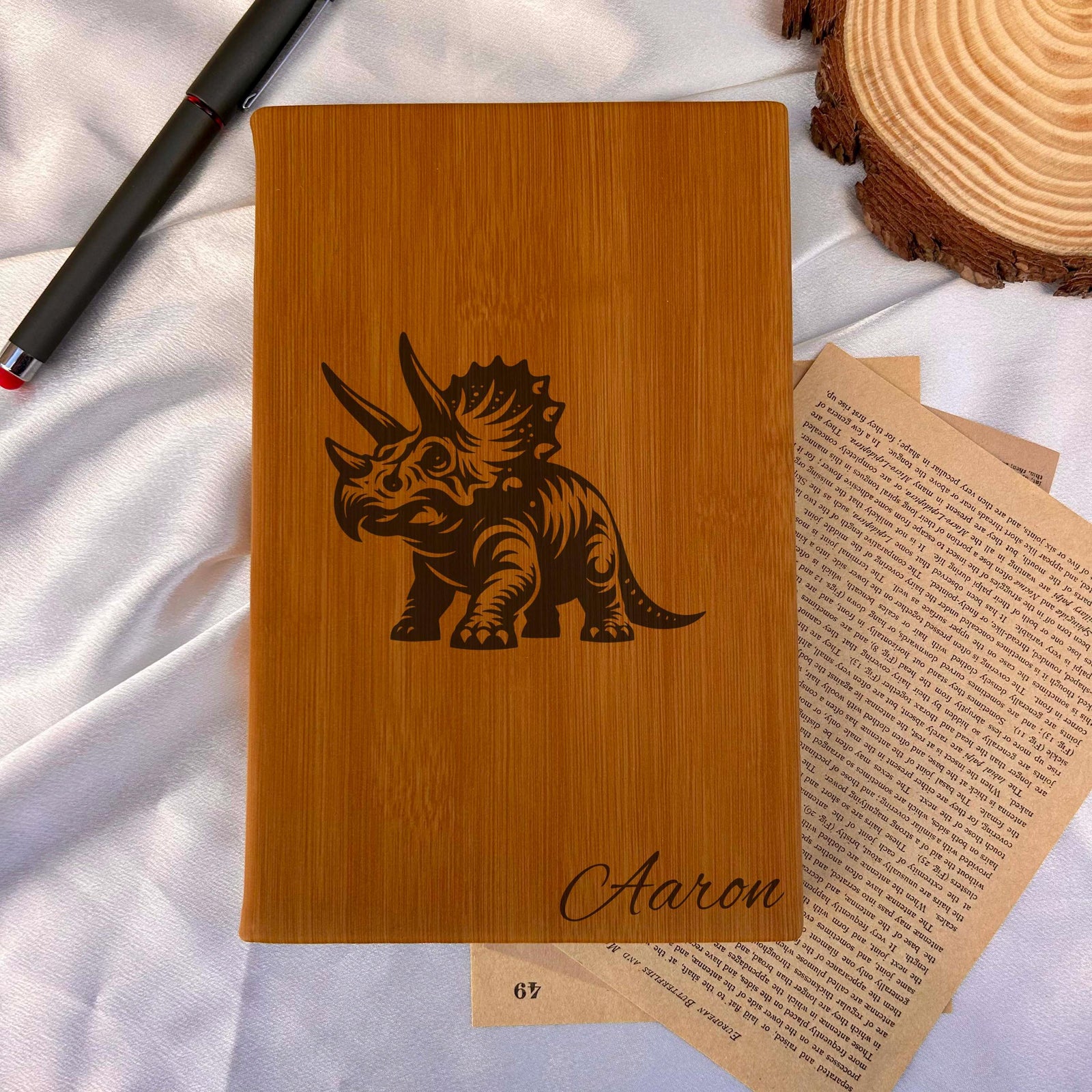 Triceratops Custom Journal – Hardcover Soft Leather, Design #109