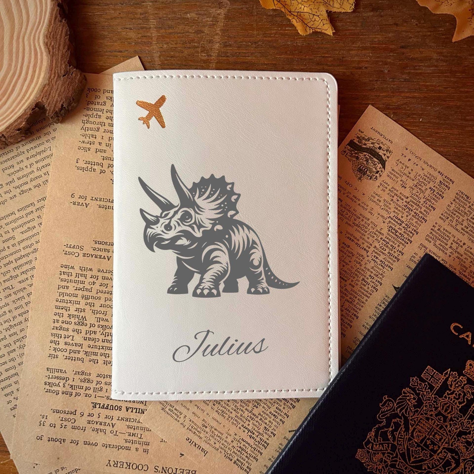 Dinosaur Passport Cover – Soft Vegan Leather – Soft Vegan Leather Design #109