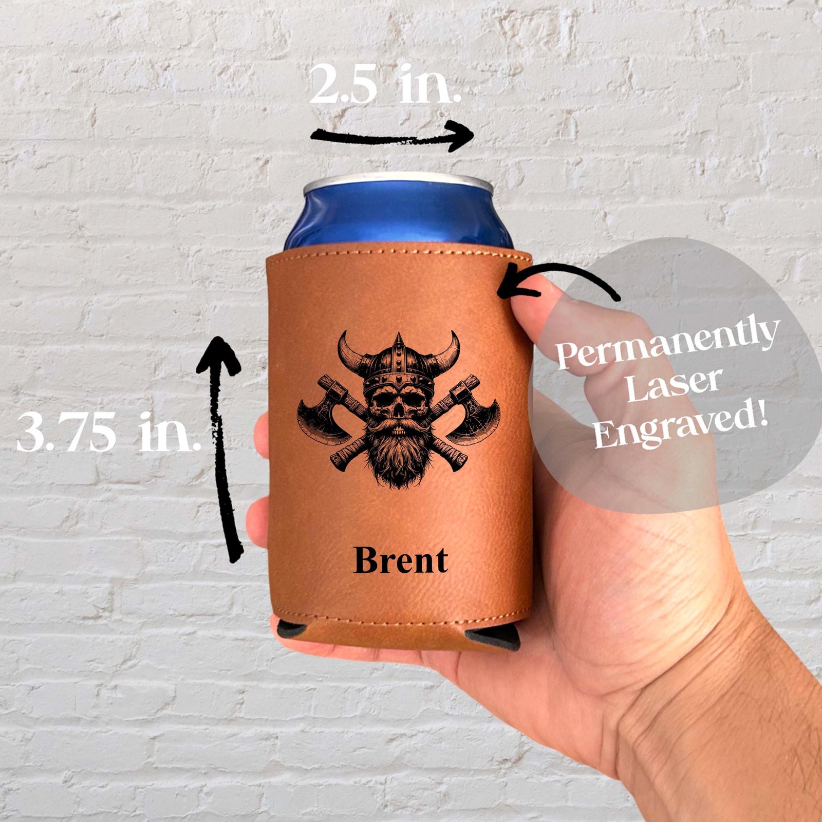 Viking Skull Can Cover – Soft Leather