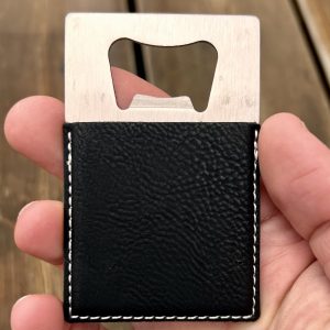 Personalized Leather Bottle Opener Keychain in Black