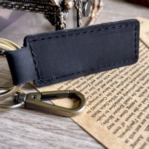 Personalized Leather Keychain in Black