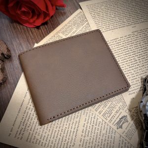Personalized Leatherette Bifold Wallet in Dark Brown