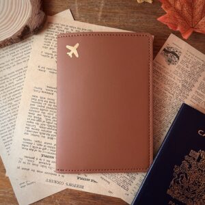 Personalized Leatherette Passport Cover in Brown