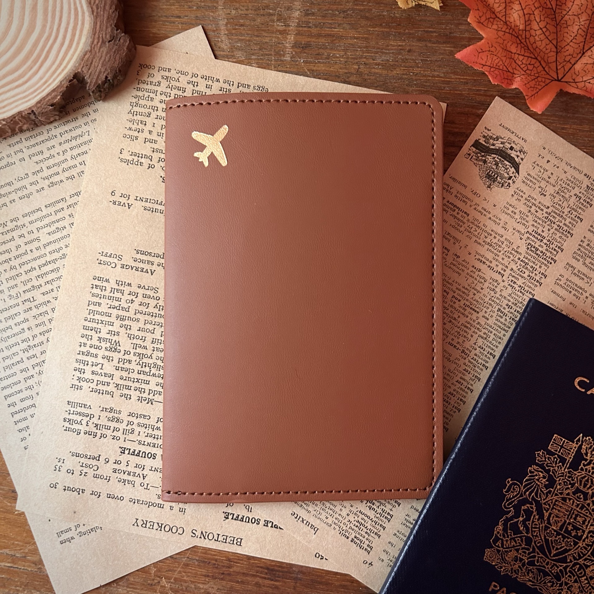 Personalized Leatherette Passport Cover in Brown